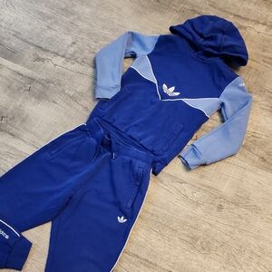Adidas Two-Tone Blue Tracksuit with Hoodie